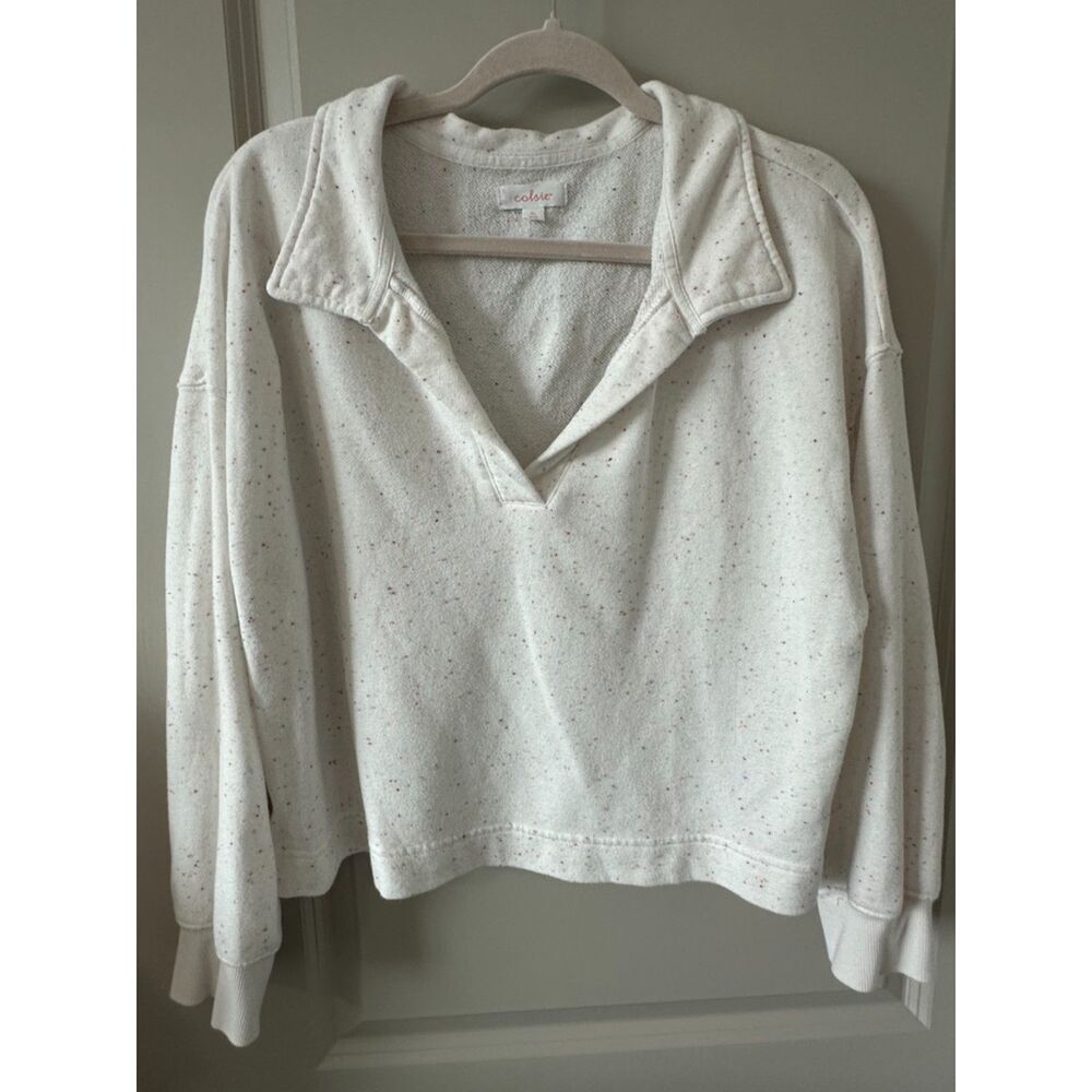 Colsie Cream Collared Speckled Multicolor Sweatshirt Women's Sz XL